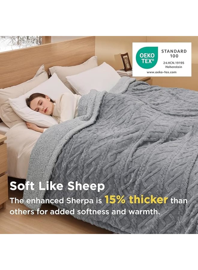 Moro Moro Moru Sherpa Fleece Blanket 3 - Warm and Soft Jacquard Blanket for Bed Sofa Twin Size 150x200cm - Image 2